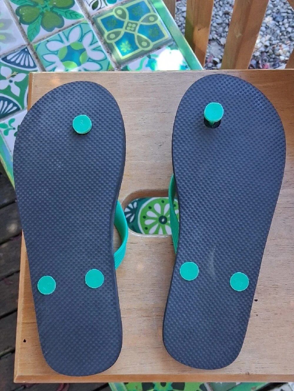 Women’s Teal Strap Patterned Flip Flops